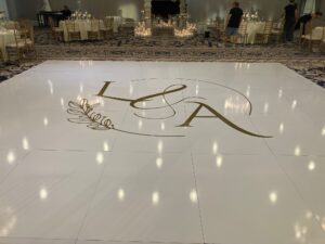 white seamless dance floor rental 