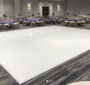 white seamless dance floor rental 